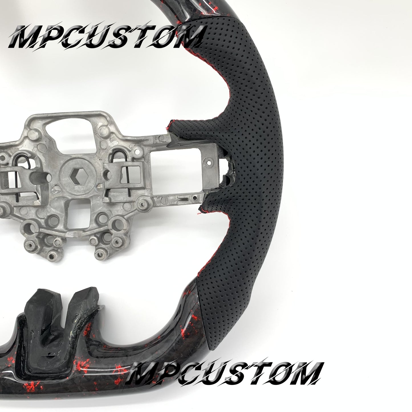 Mpcustom for Ford Mustang 2018-2022 carbon fiber steering wheel perforated leather and led