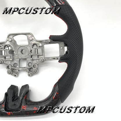 Mpcustom for Ford Mustang 2018-2022 carbon fiber steering wheel flat bottom and led