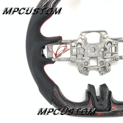 Mpcustom for Ford Mustang 2018-2022 carbon fiber steering wheel round top and led