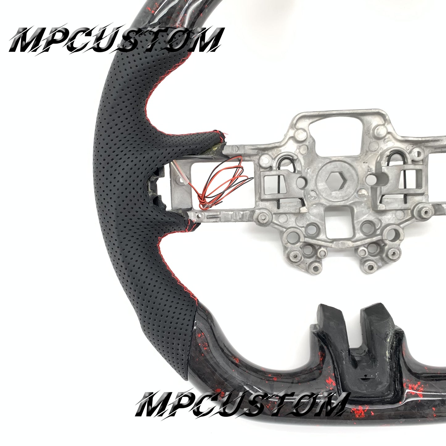 Mpcustom for Ford Mustang 2018-2022 carbon fiber steering wheel flat bottom and led