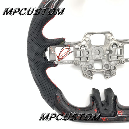 Mpcustom for Ford Mustang 2018-2022 carbon fiber steering wheel flat bottom and led