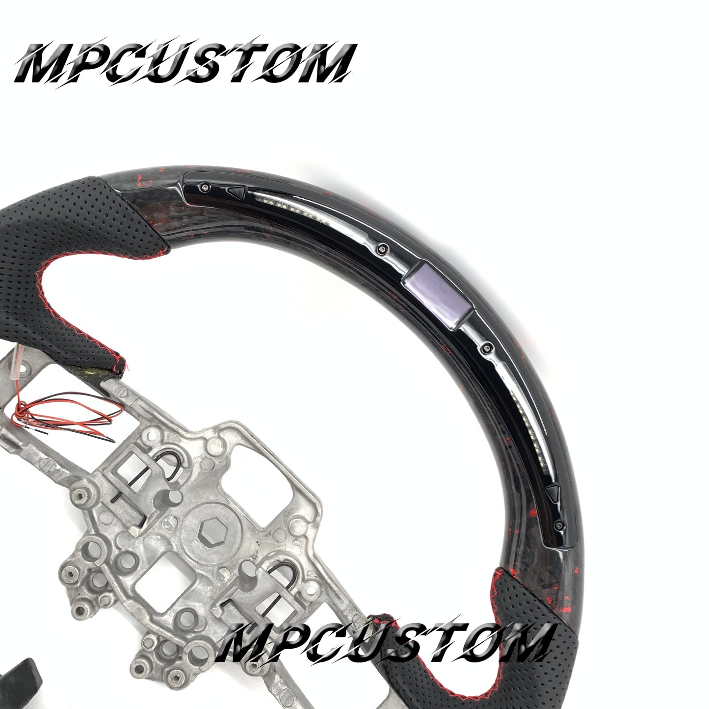 Mpcustom for Ford Mustang 2018-2022 carbon fiber steering wheel round top and led