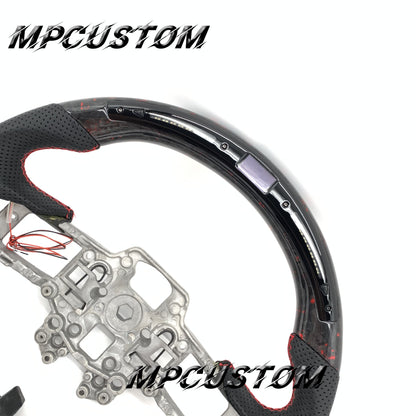 Mpcustom for Ford Mustang 2018-2022 carbon fiber steering wheel round top and led