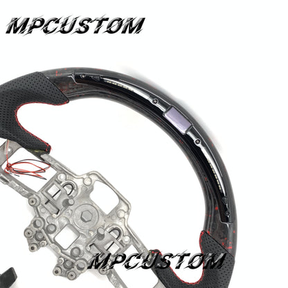 Mpcustom for Ford Mustang 2018-2022 carbon fiber steering wheel flat bottom and led