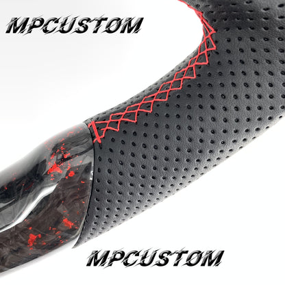 Mpcustom for Ford Mustang 2018-2022 carbon fiber steering wheel round top and led