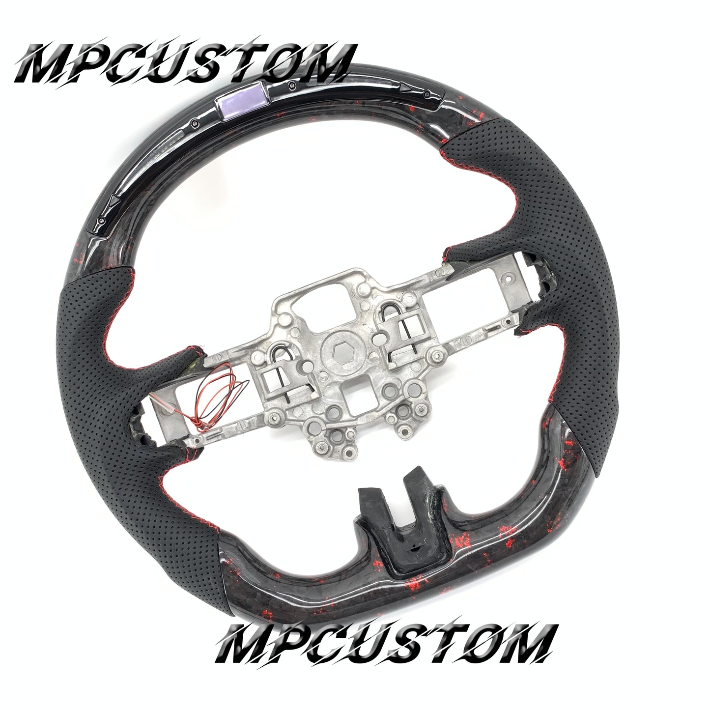 Mpcustom for Ford Mustang 2018-2022 carbon fiber steering wheel round top and led