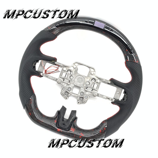 Mpcustom for Ford Mustang 2018-2022 carbon fiber steering wheel perforated leather and led