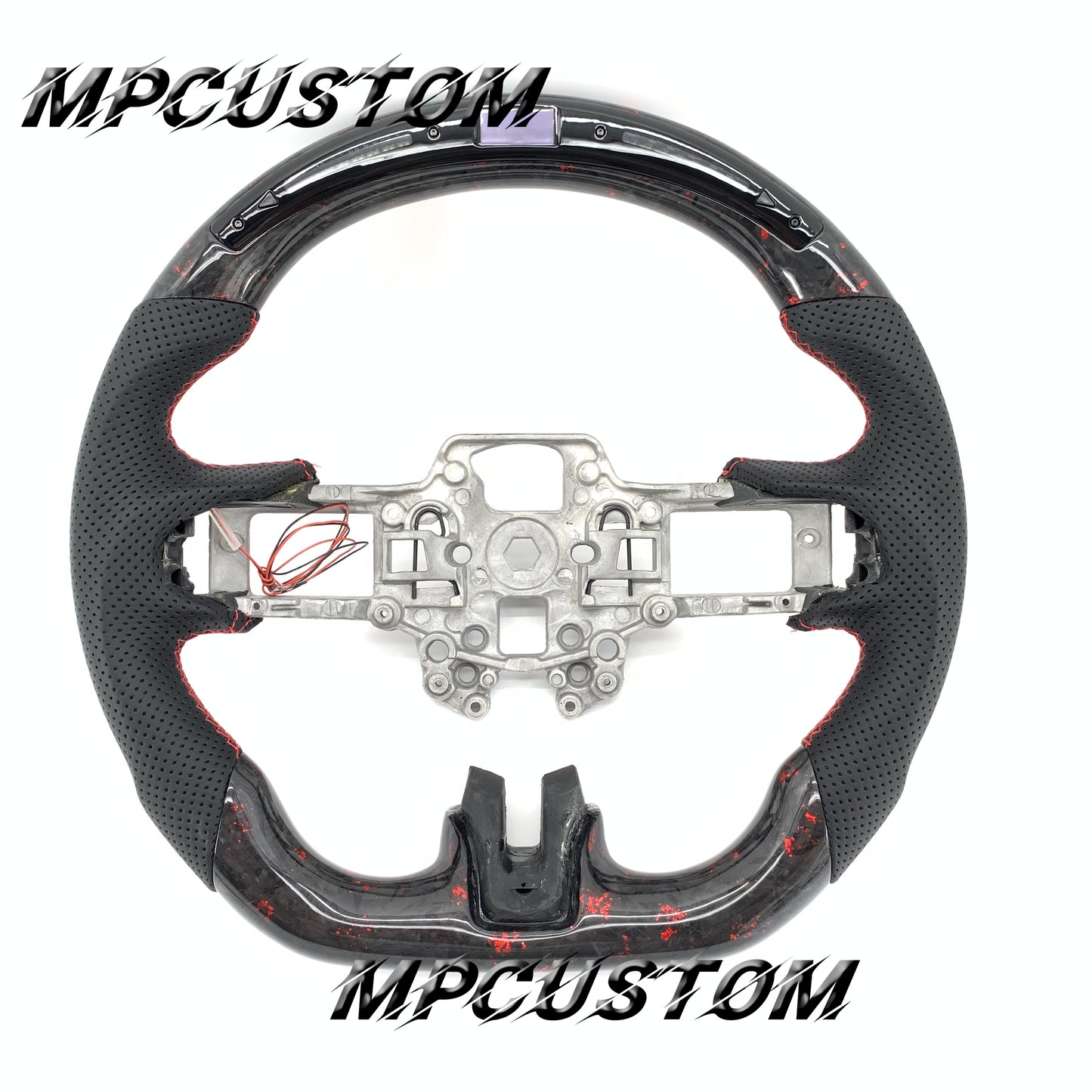 Mpcustom for Ford Mustang 2018-2022 carbon fiber steering wheel flat bottom and led