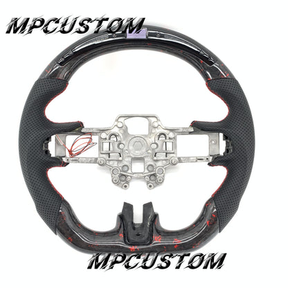 Mpcustom for Ford Mustang 2018-2022 carbon fiber steering wheel flat bottom and led