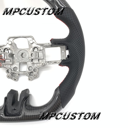 Mpcustom for Ford Mustang 2018-2022 carbon fiber steering wheel gloss and red stitching