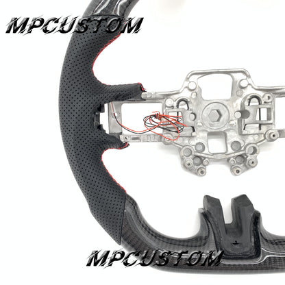 Mpcustom for Ford Mustang 2018-2022 carbon fiber steering wheel gloss and red stitching