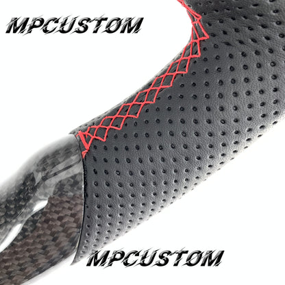 Mpcustom for Ford Mustang 2018-2022 carbon fiber steering wheel gloss and red stitching