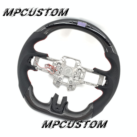 Mpcustom for Ford Mustang 2018-2022 carbon fiber steering wheel red stitching and led