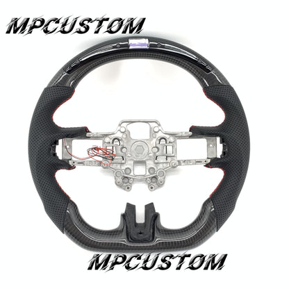 Mpcustom for Ford Mustang 2018-2022 carbon fiber steering wheel gloss and red stitching