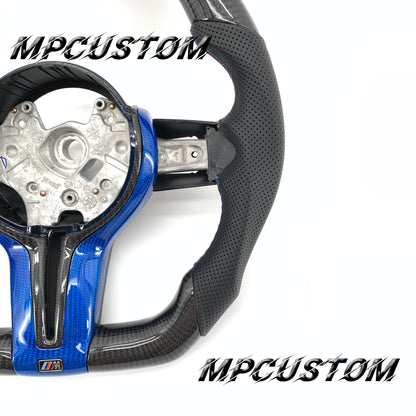 Mpcustom for BMW 5 series F10/F11 carbon fiber steering wheel blue trim