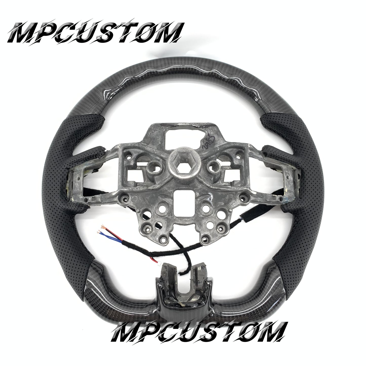 Mpcustom for Ford Mustang 2018-2022 carbon fiber steering wheel gloss and perforated leather