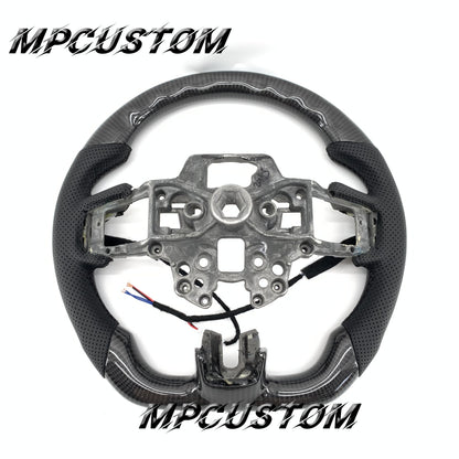 Mpcustom for Ford Mustang 2018-2022 carbon fiber steering wheel gloss and perforated leather
