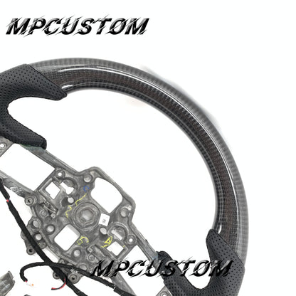 Mpcustom for Ford Mustang 2018-2022 carbon fiber steering wheel gloss and perforated leather