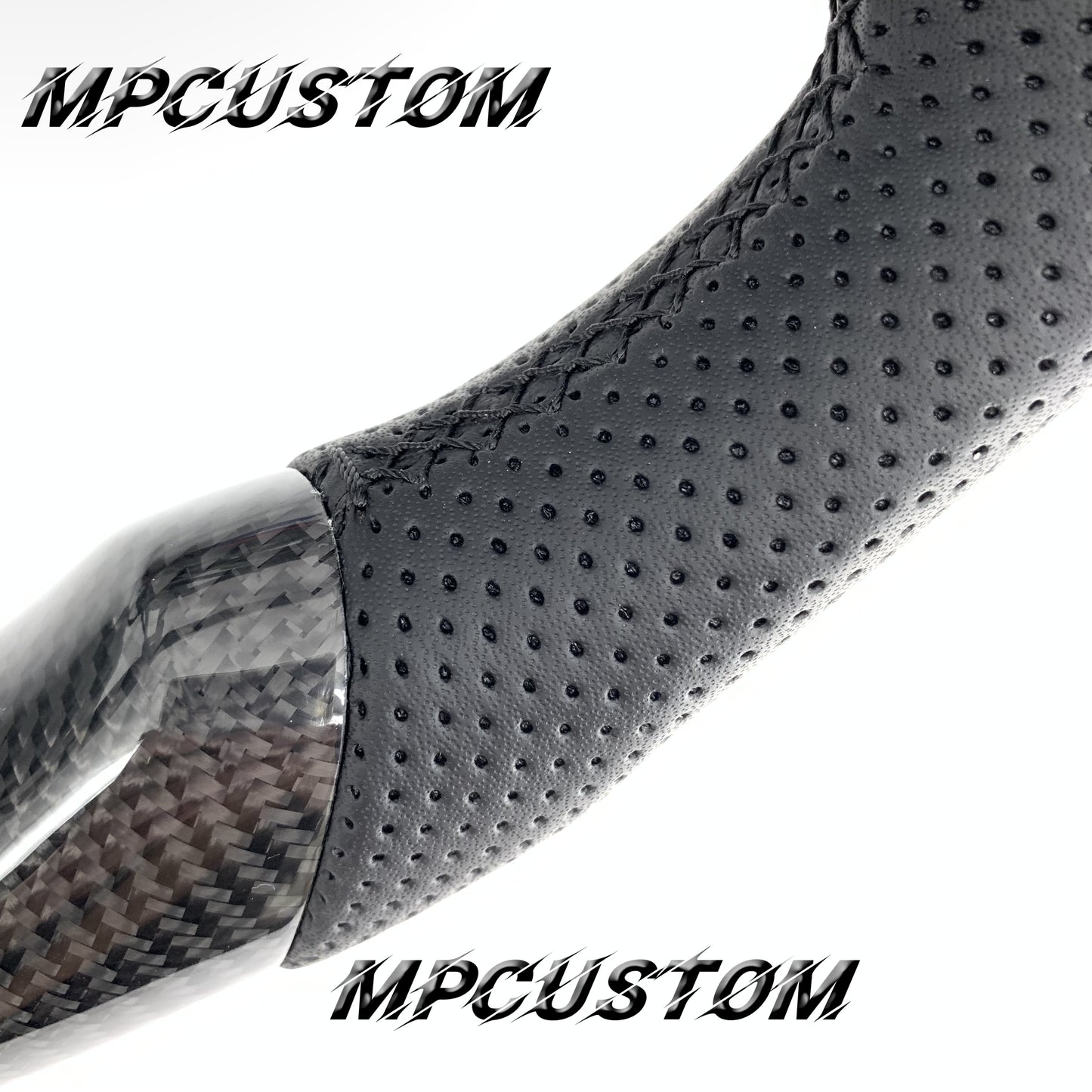 Mpcustom for Ford Mustang 2018-2022 carbon fiber steering wheel gloss and perforated leather