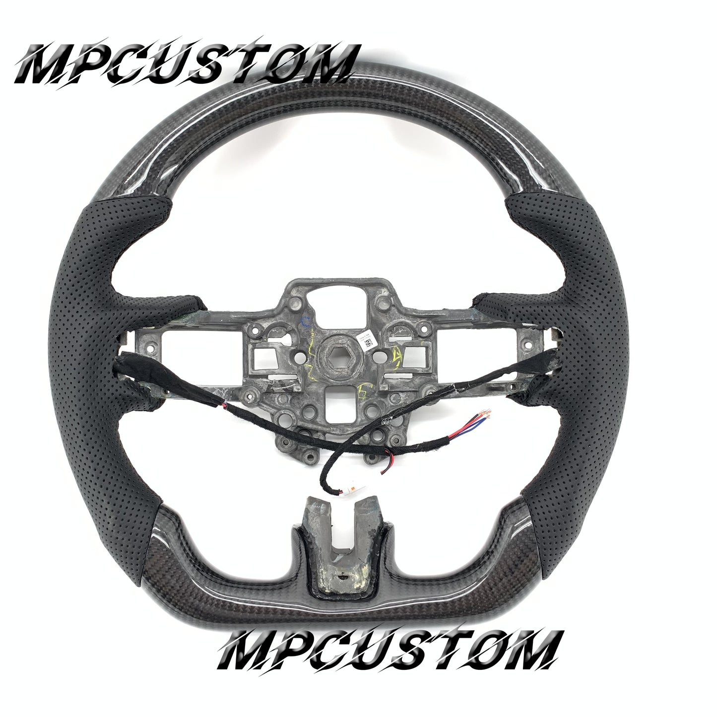 Mpcustom for Ford Mustang 2018-2022 carbon fiber steering wheel gloss and perforated leather