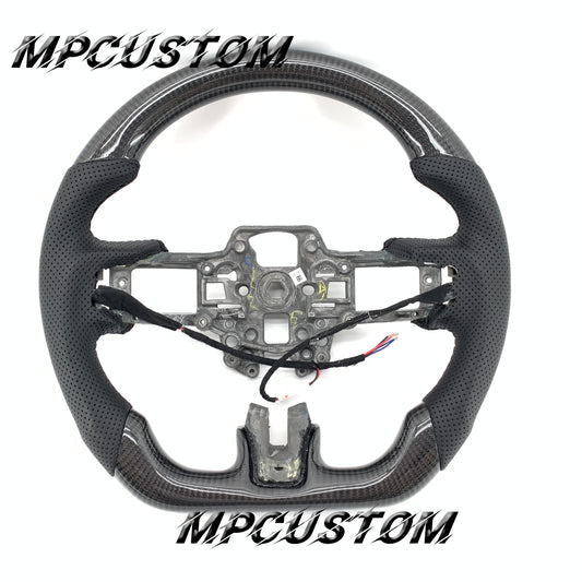 Mpcustom for Ford Mustang 2018-2022 carbon fiber steering wheel gloss and perforated leather