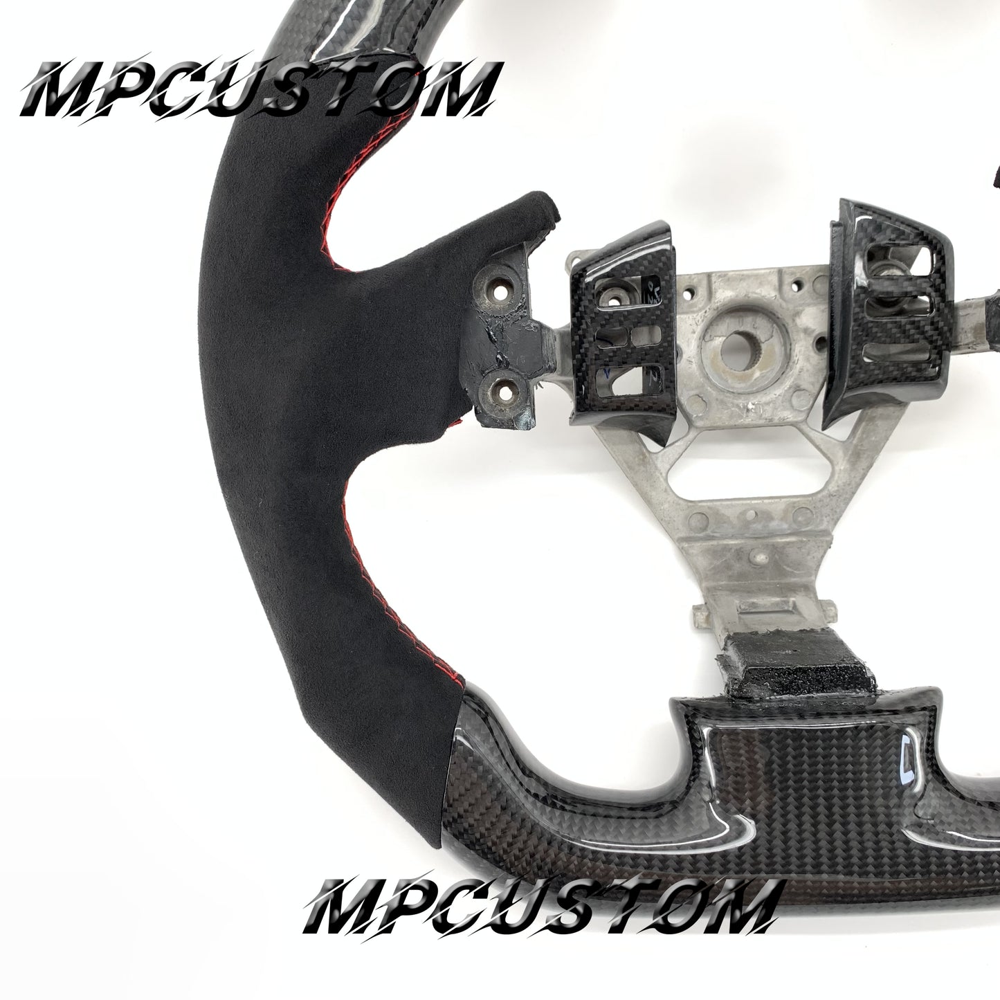 Mpcustom for Infiniti G35 2003-2006 carbon fiber steering wheel gloss and red stripe line