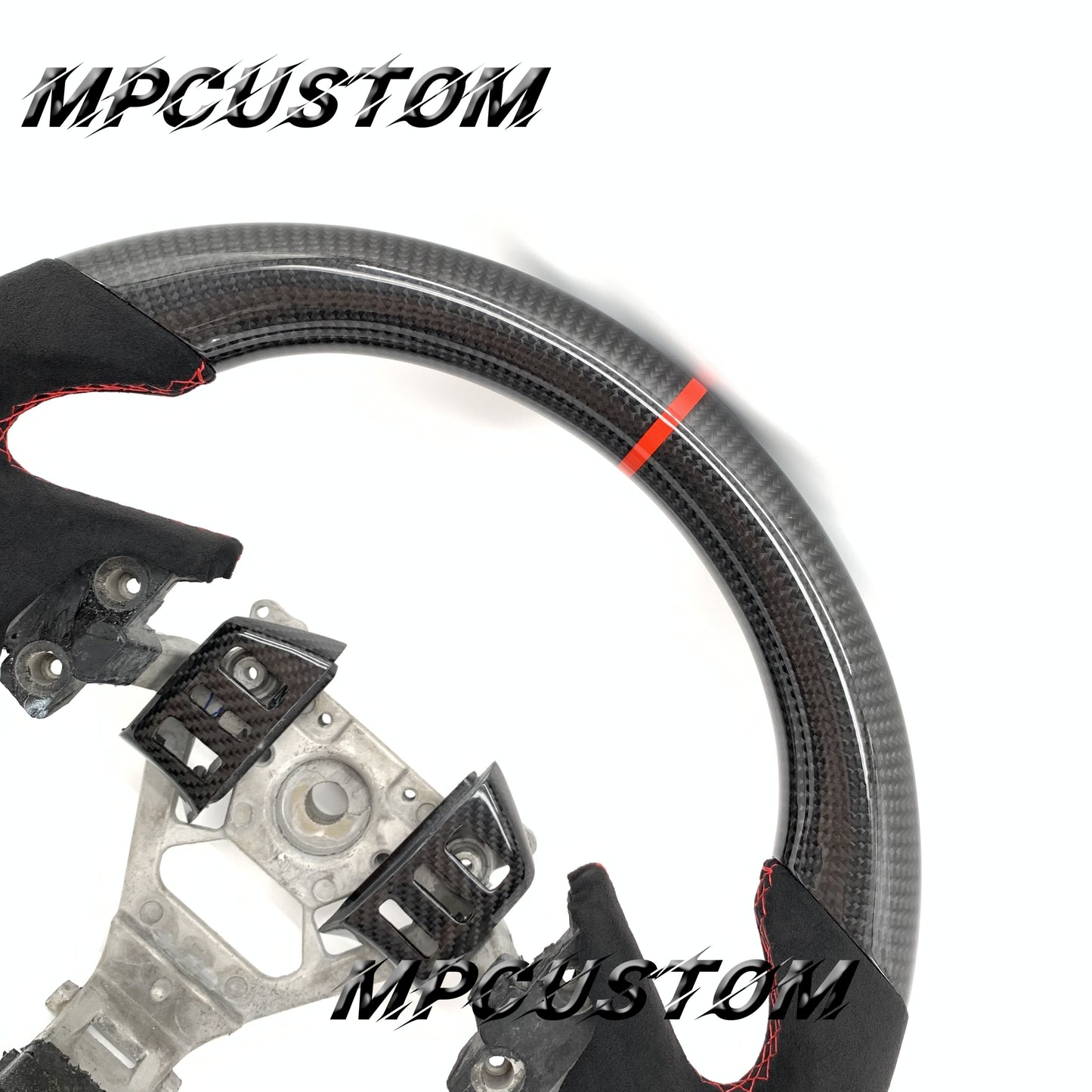 Mpcustom for Infiniti G35 2003-2006 carbon fiber steering wheel gloss and red stripe line