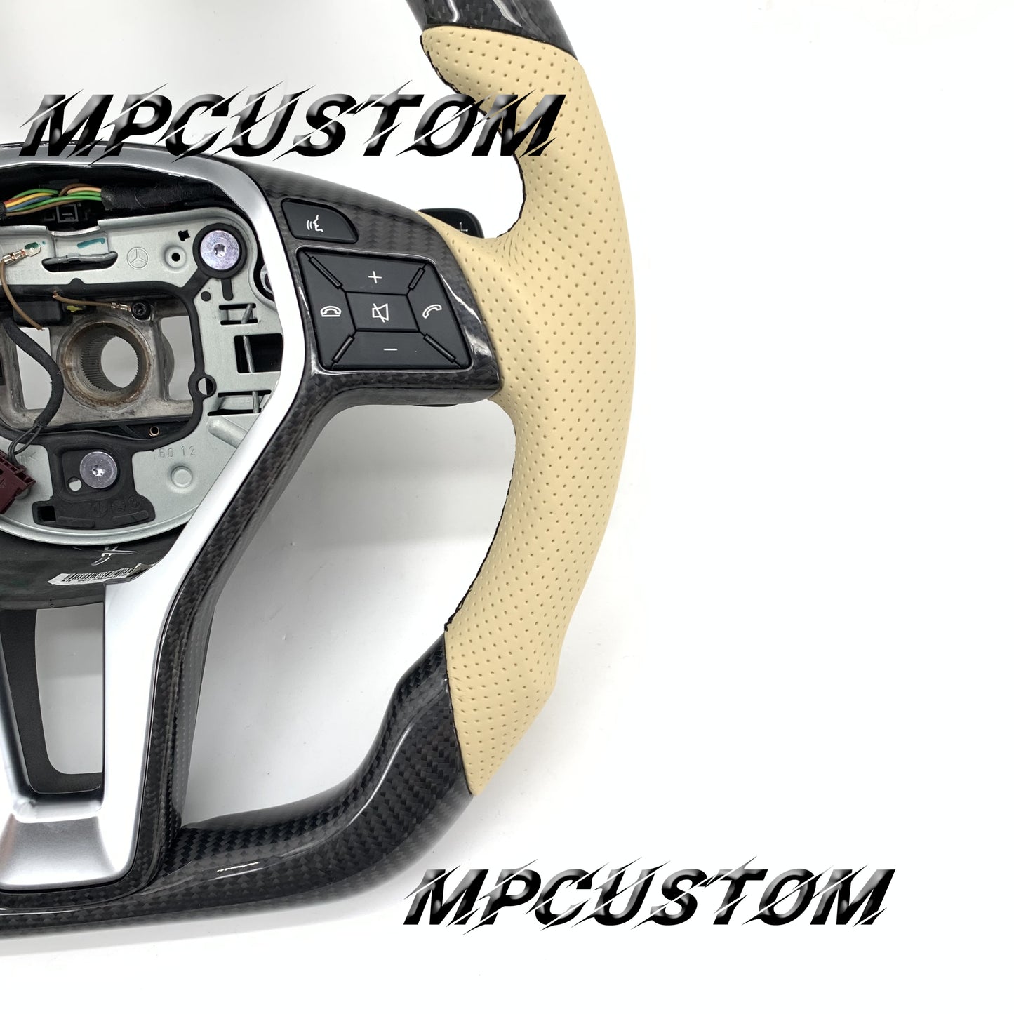 Mpcustom for Mercedes Benz c63 carbon fiber steering wheel round top