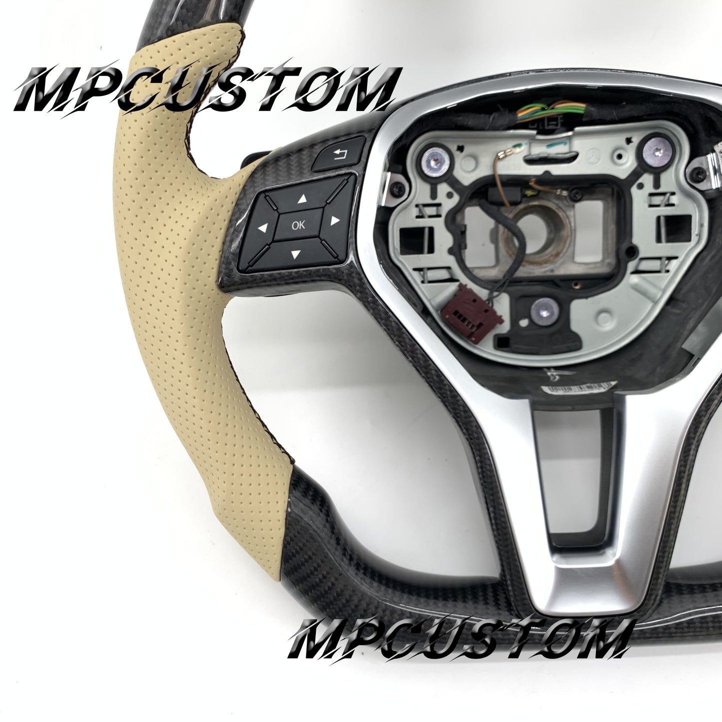 Mpcustom for Mercedes Benz c63 carbon fiber steering wheel round top