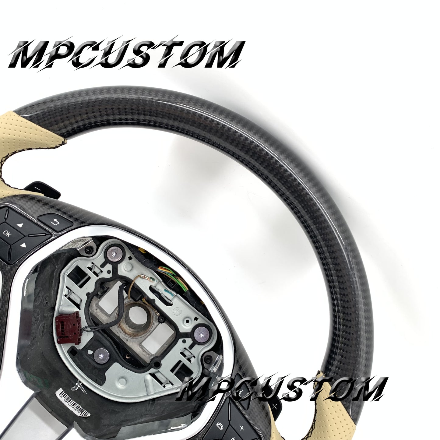 Mpcustom for Mercedes Benz c63 carbon fiber steering wheel round top