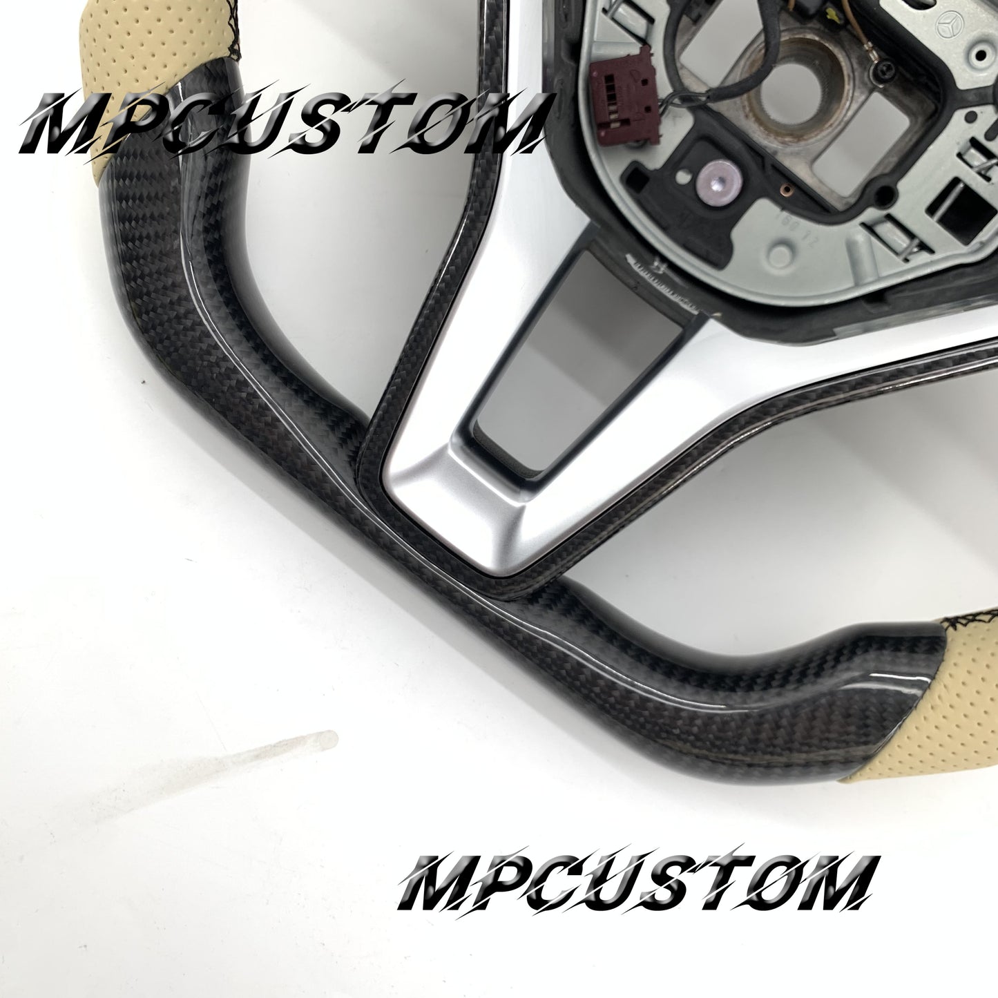 Mpcustom for Mercedes Benz c63 carbon fiber steering wheel round top