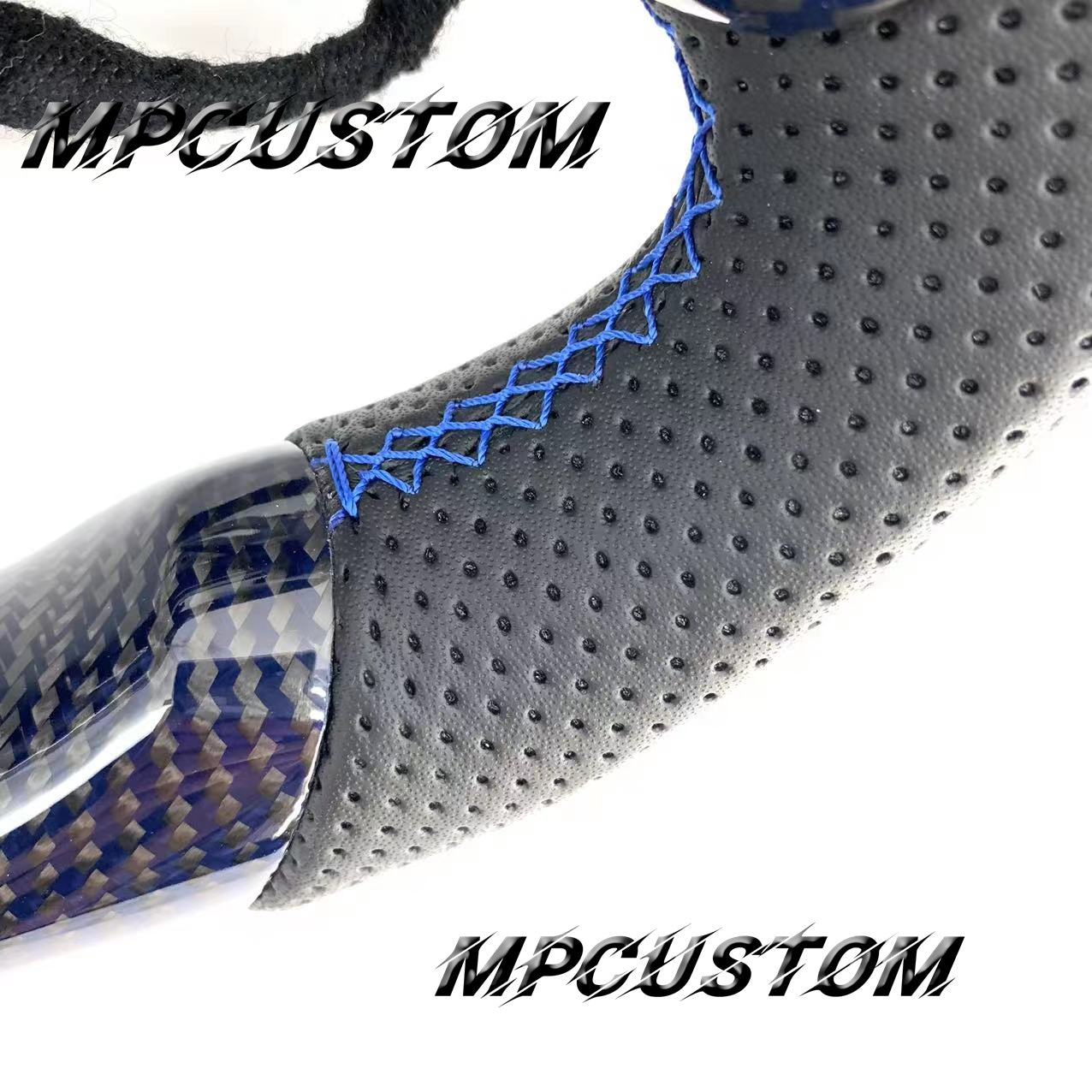 Mpcustom for Lexus IS RCF 2014+ carbon fiber steering wheel blue stitching