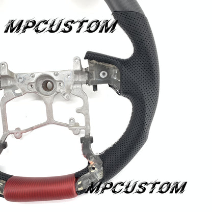 Mpcustom for Toyota Tundra 2014-2020 carbon fiber steering wheel white stripe line and white stitching