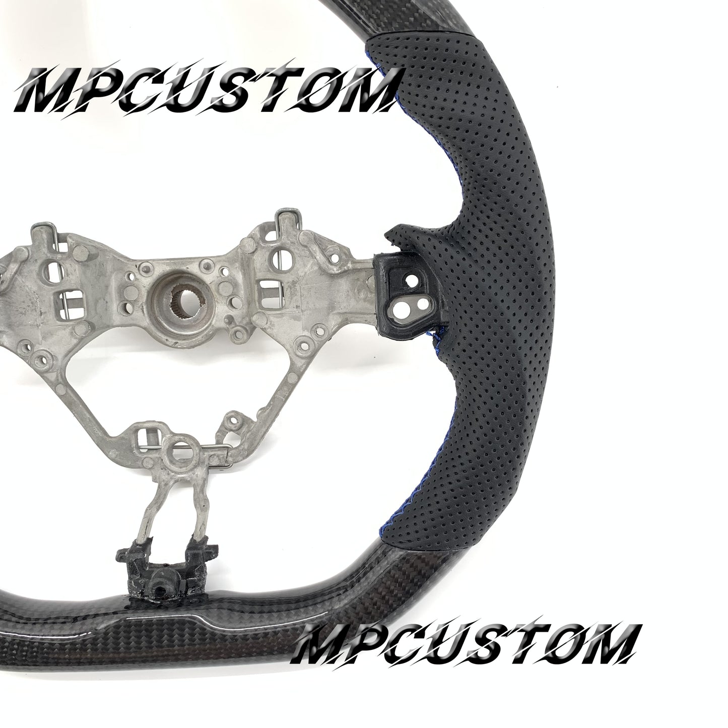 Mpcustom for Toyota 86 BRZ FRS 2017-2019 carbon fiber steering wheel gloss and blue stitching