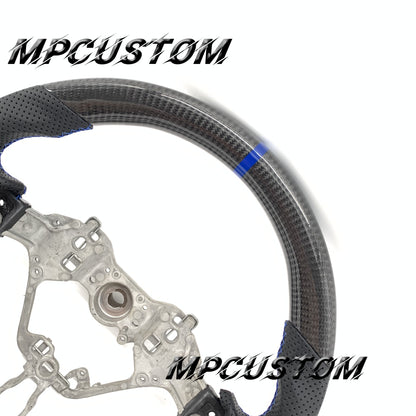 Mpcustom for Toyota 86 BRZ FRS 2017-2019 carbon fiber steering wheel gloss and blue stitching