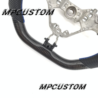 Mpcustom for Toyota 86 BRZ FRS 2017-2019 carbon fiber steering wheel gloss and blue stitching