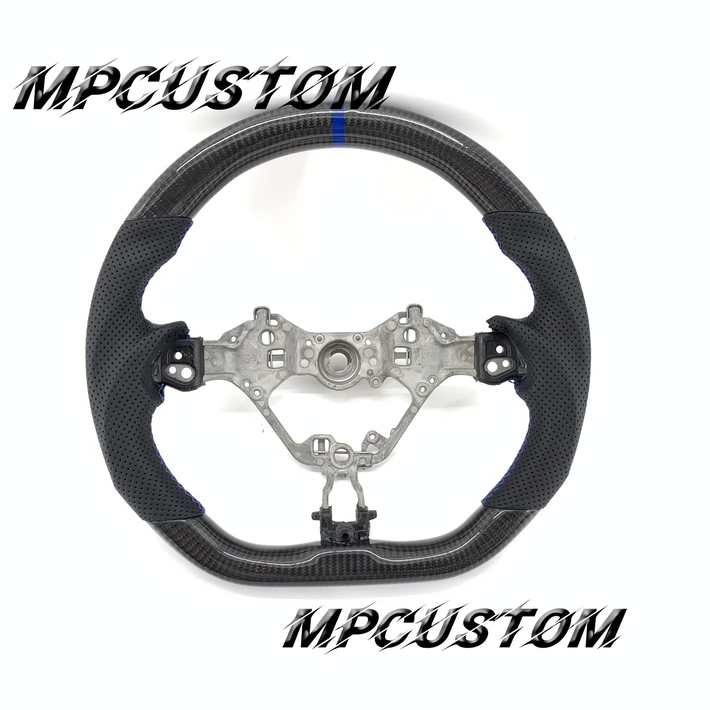 Mpcustom for Toyota 86 BRZ FRS 2017-2019 carbon fiber steering wheel gloss and blue stitching