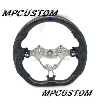 Mpcustom for Toyota 86 BRZ FRS 2017-2019 carbon fiber steering wheel gloss and blue stitching