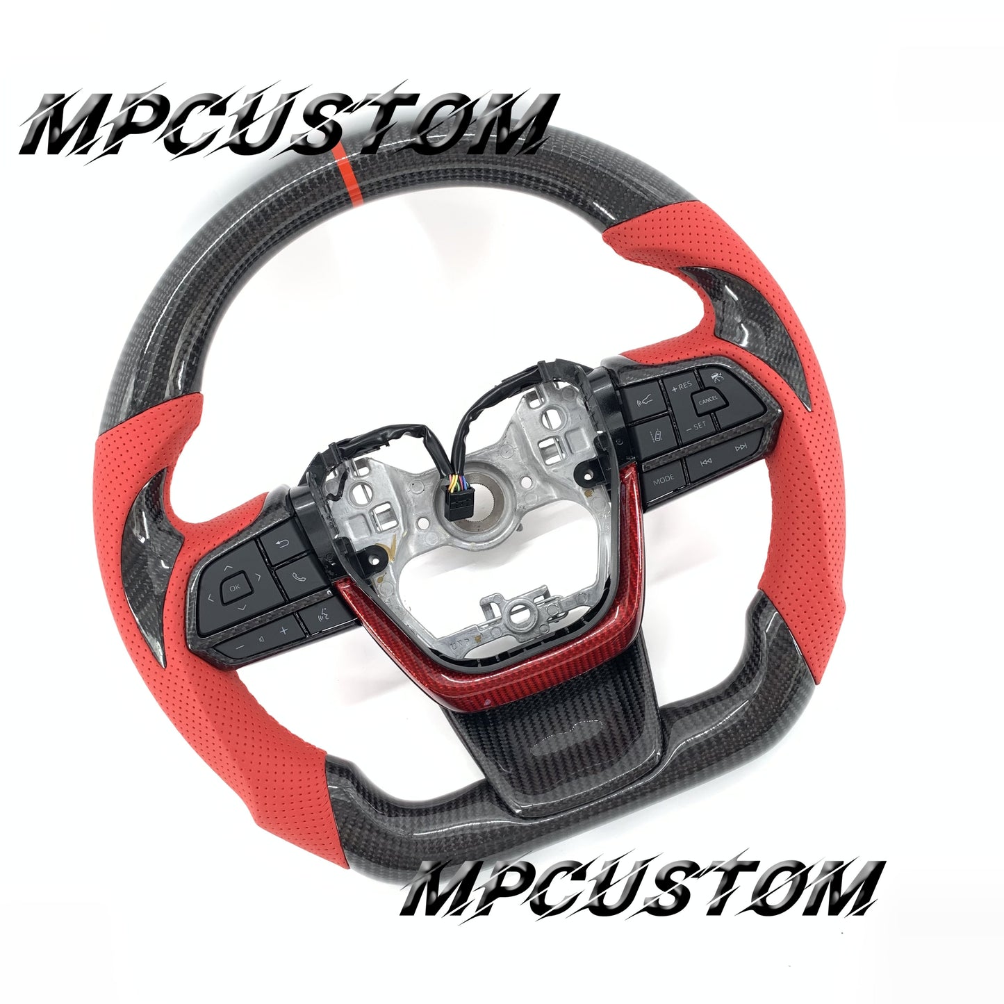 Mpcustom for Toyota Highlander 2022+ carbon fiber steering wheel red stripe line