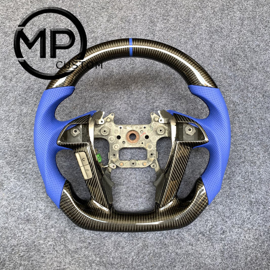 MPCUSTOM Fit For Honda 8th gen Accord/CP1 CP2 CP3/Pilot 2009-2015/Odyssey 2011-2017 carbon fiber steering wheel blue perforatara leather blue center line