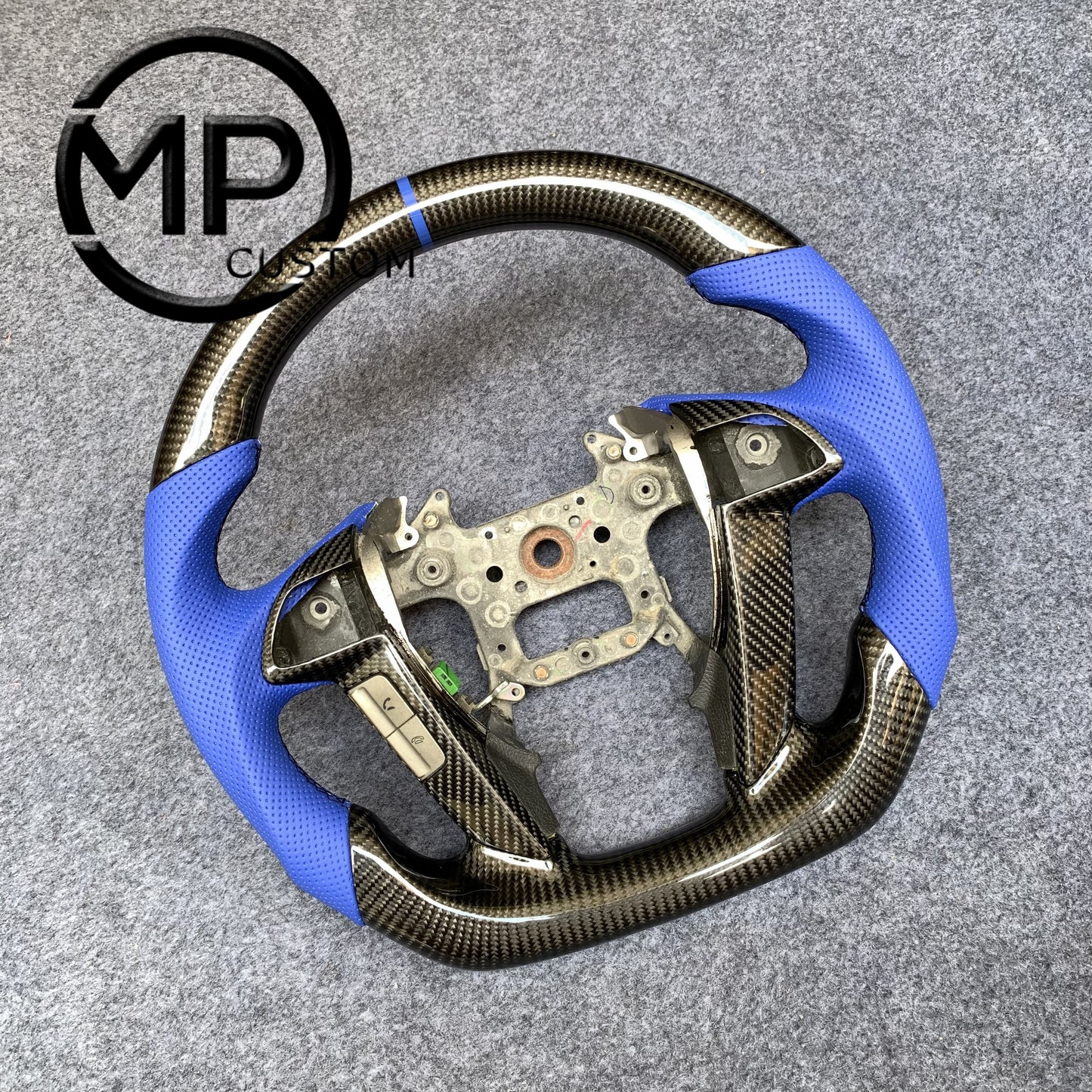 MPCUSTOM Fit For Honda 8th gen Accord/CP1 CP2 CP3/Pilot 2009-2015/Odyssey 2011-2017 carbon fiber steering wheel blue perforatara leather blue center line