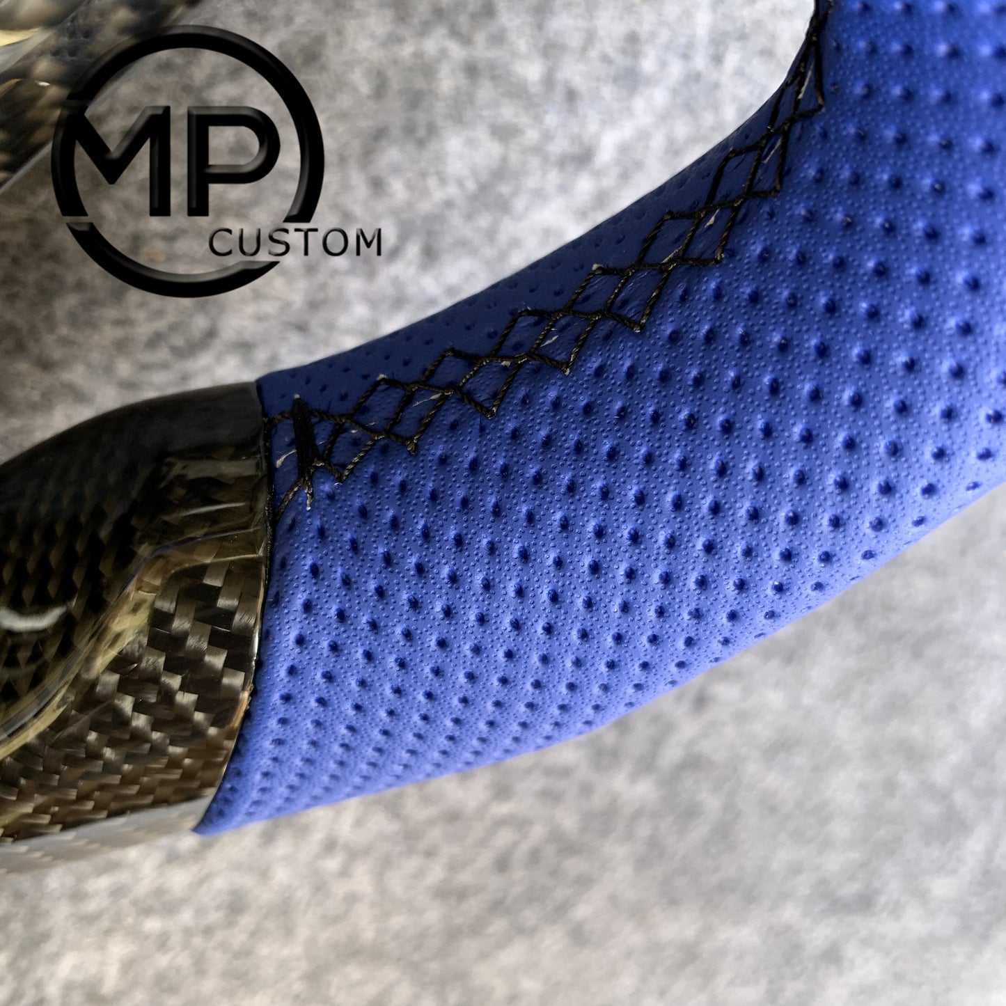 MPCUSTOM Fit For Honda 8th gen Accord/CP1 CP2 CP3/Pilot 2009-2015/Odyssey 2011-2017 carbon fiber steering wheel blue perforatara leather blue center line