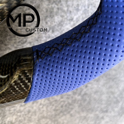 MPCUSTOM Fit For Honda 8th gen Accord/CP1 CP2 CP3/Pilot 2009-2015/Odyssey 2011-2017 carbon fiber steering wheel blue perforatara leather blue center line