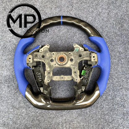 MPCUSTOM Fit For Honda 8th gen Accord/CP1 CP2 CP3/Pilot 2009-2015/Odyssey 2011-2017 carbon fiber steering wheel blue perforatara leather blue center line