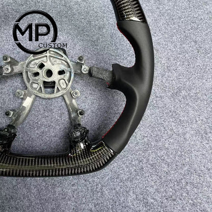 MPCUSTOM Fit For  Chevrolet Corvette C5 carbon fiber steering wheel black smooth leather red center line