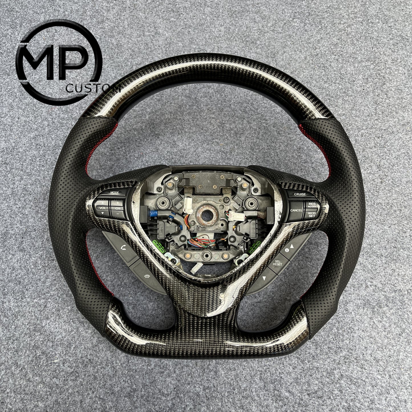MPCUSTOM Fit For Acura TSX 2009-2014 carbon fiber steering wheel black perforated leather