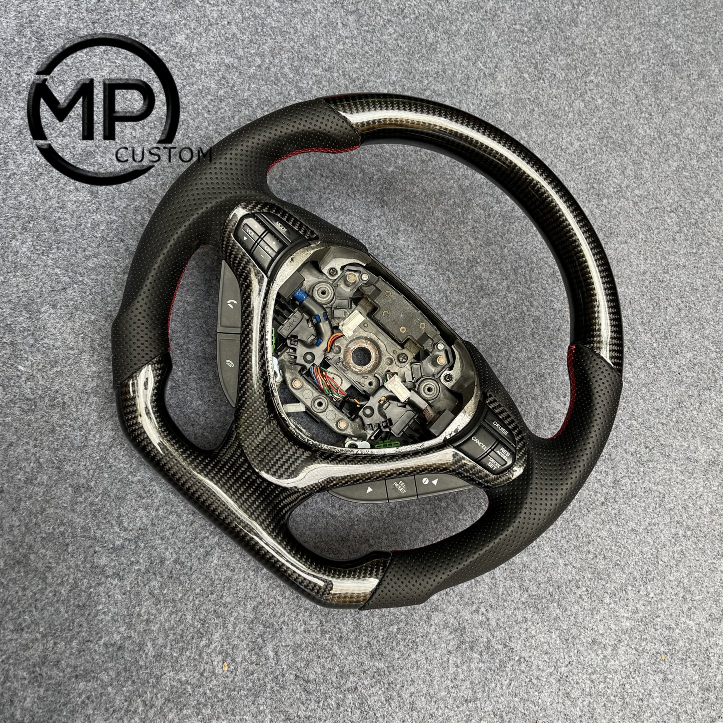 MPCUSTOM Fit For Acura TSX 2009-2014 carbon fiber steering wheel black perforated leather