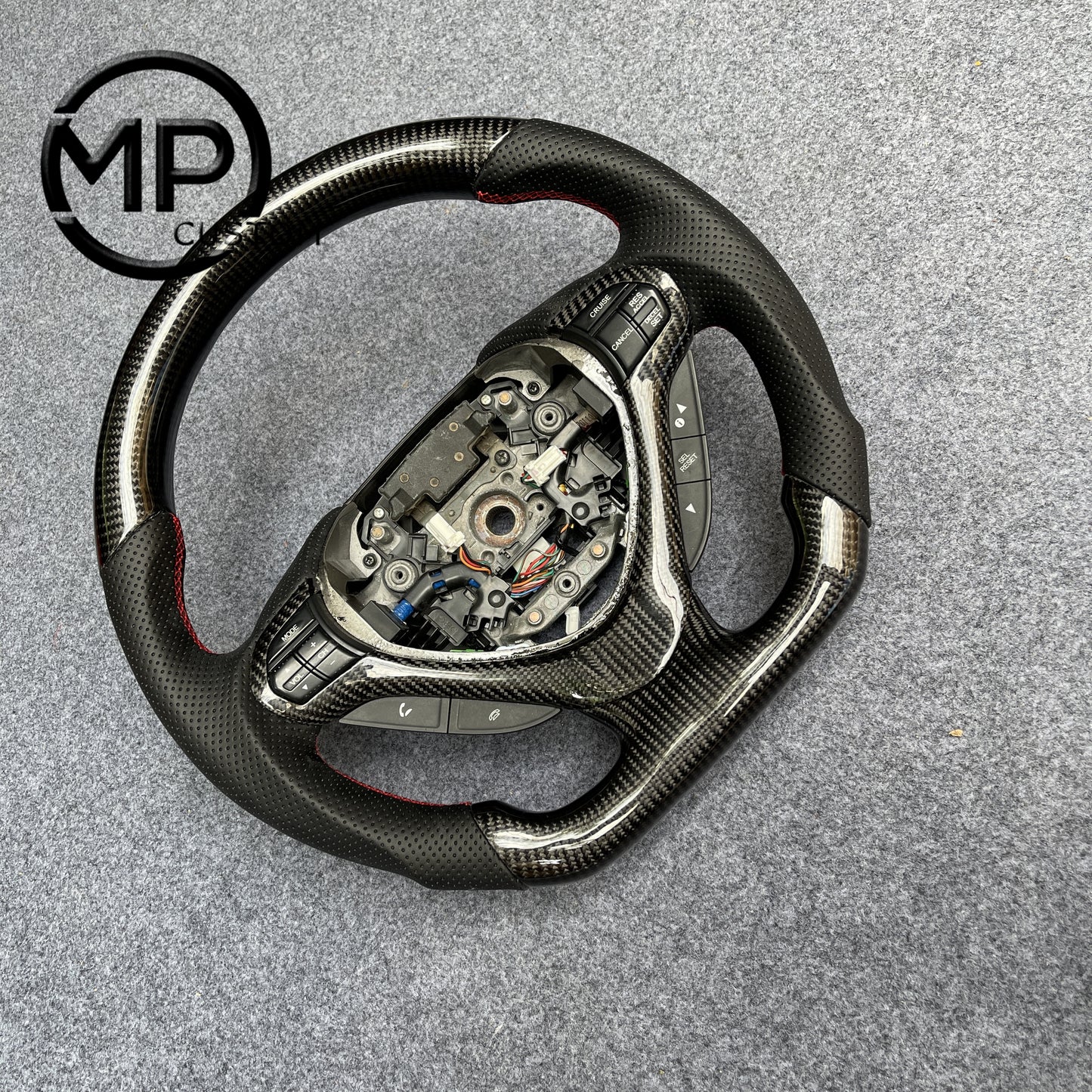 MPCUSTOM Fit For Acura TSX 2009-2014 carbon fiber steering wheel black perforated leather