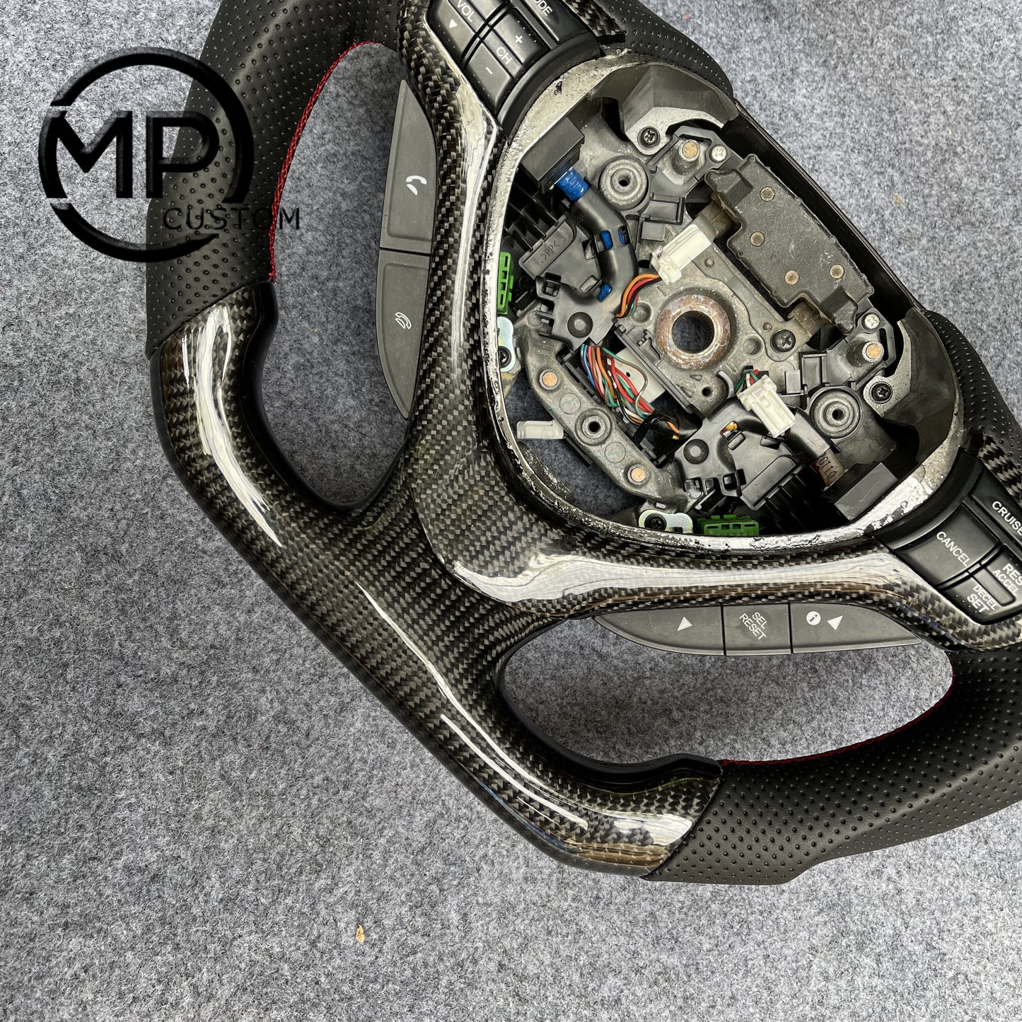 MPCUSTOM Fit For Acura TSX 2009-2014 carbon fiber steering wheel black perforated leather