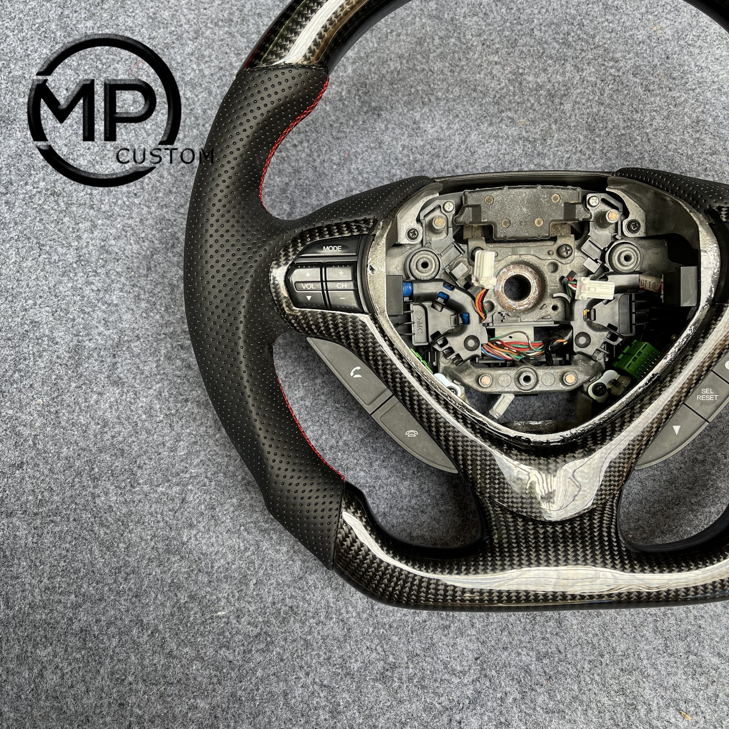 MPCUSTOM Fit For Acura TSX 2009-2014 carbon fiber steering wheel black perforated leather